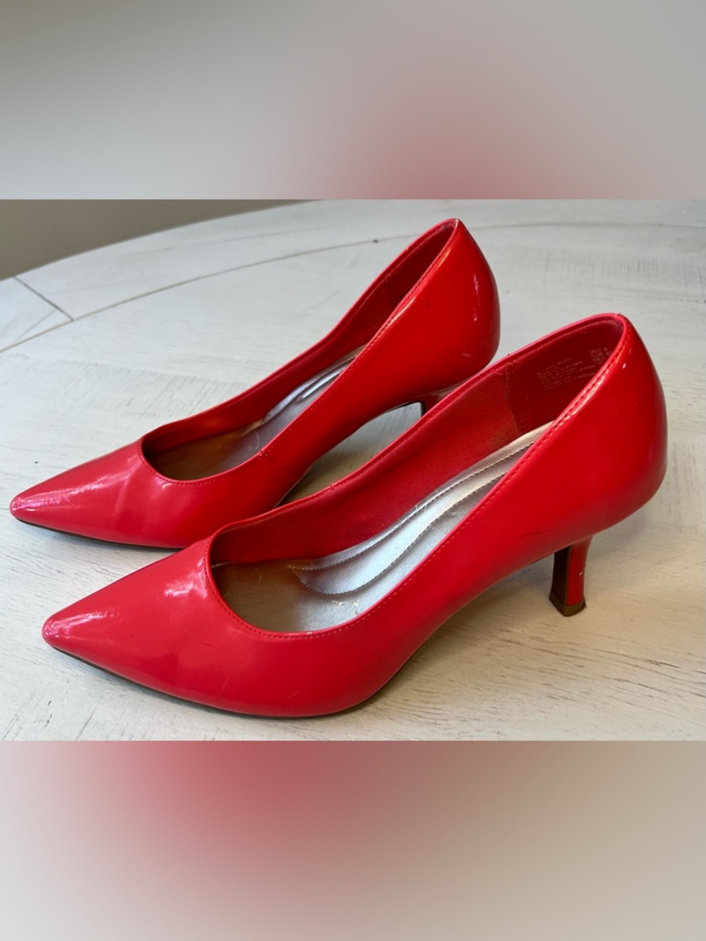 Comfort Plus by Predictions Classic Coral Red Women's Patent Leather Pumps